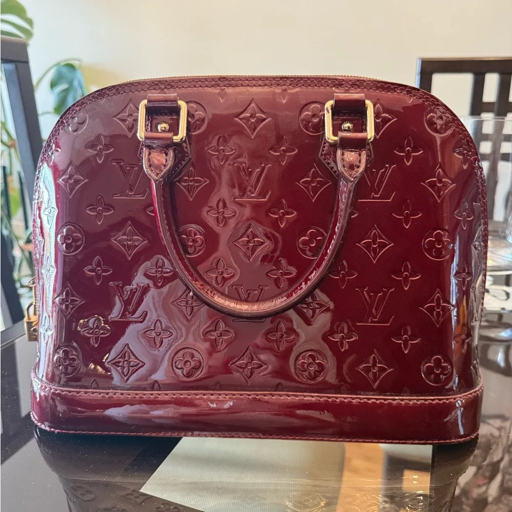 Elegant Burgundy Monogram Satchel - Picture 1 of 15
